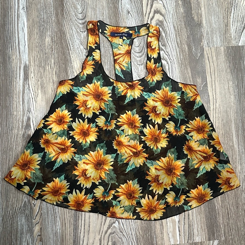 Women's Sunflower Print Tank Top